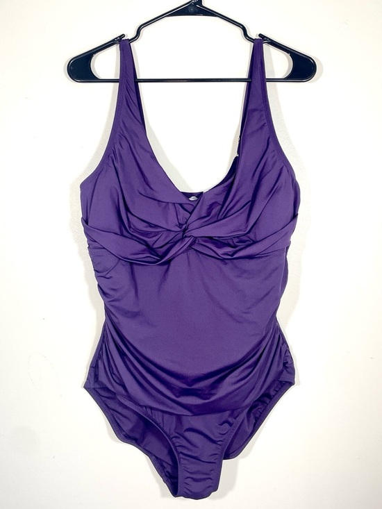 Lands' End Other - Lands’ End Purple Ruched One Piece Swimsuit XL Tummy Control Twist Front